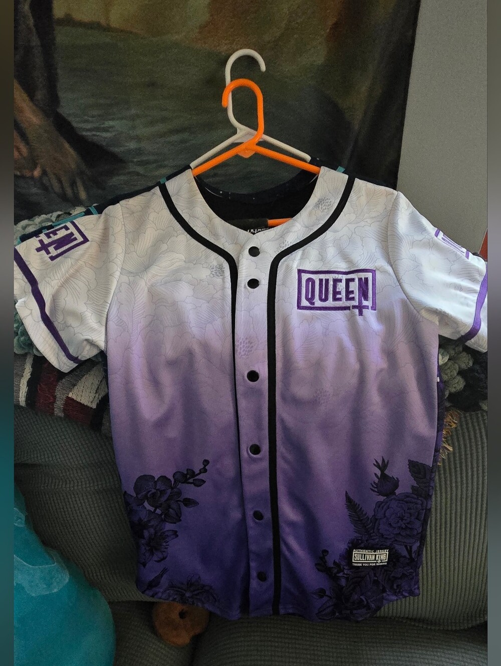 Purple Umbre Sullivan Queen Embroidered Baseball Jersey